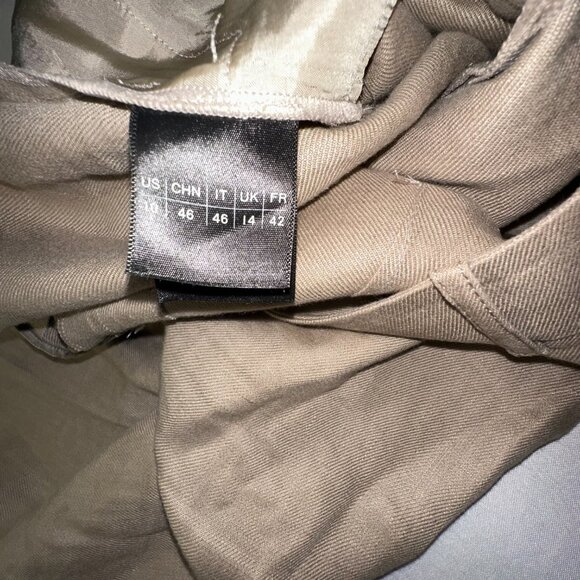 Lafayette 148 NYC - 100% Linen Cropped Palazzo Pants Khaki Tan Sz 10 MSRP $1298 - Picture 6 of 12